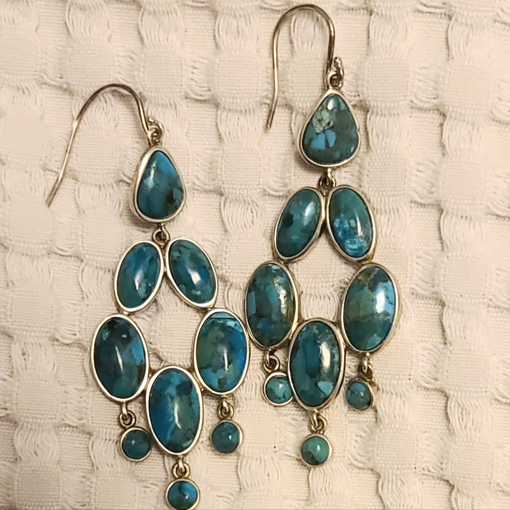 Silpada VIEQUES Turquoise and Silver Chandelier Earrings